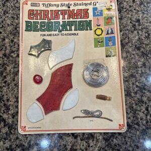 Vintage Christmas Craft House Tiffany Style Stain Glass‎ Kit Stocking Ornament
